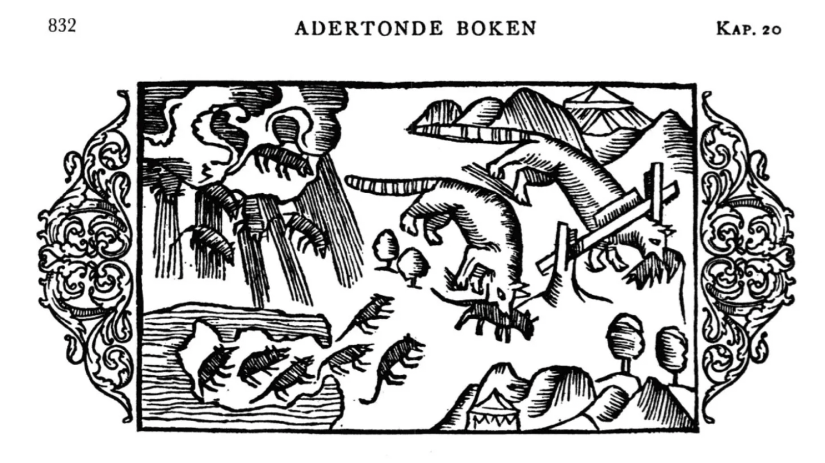 Lemmings falling from the sky, illustrated by Bishop Olaus Magnus. Image Credit: Public Domain, Lemmings From The Sky.
